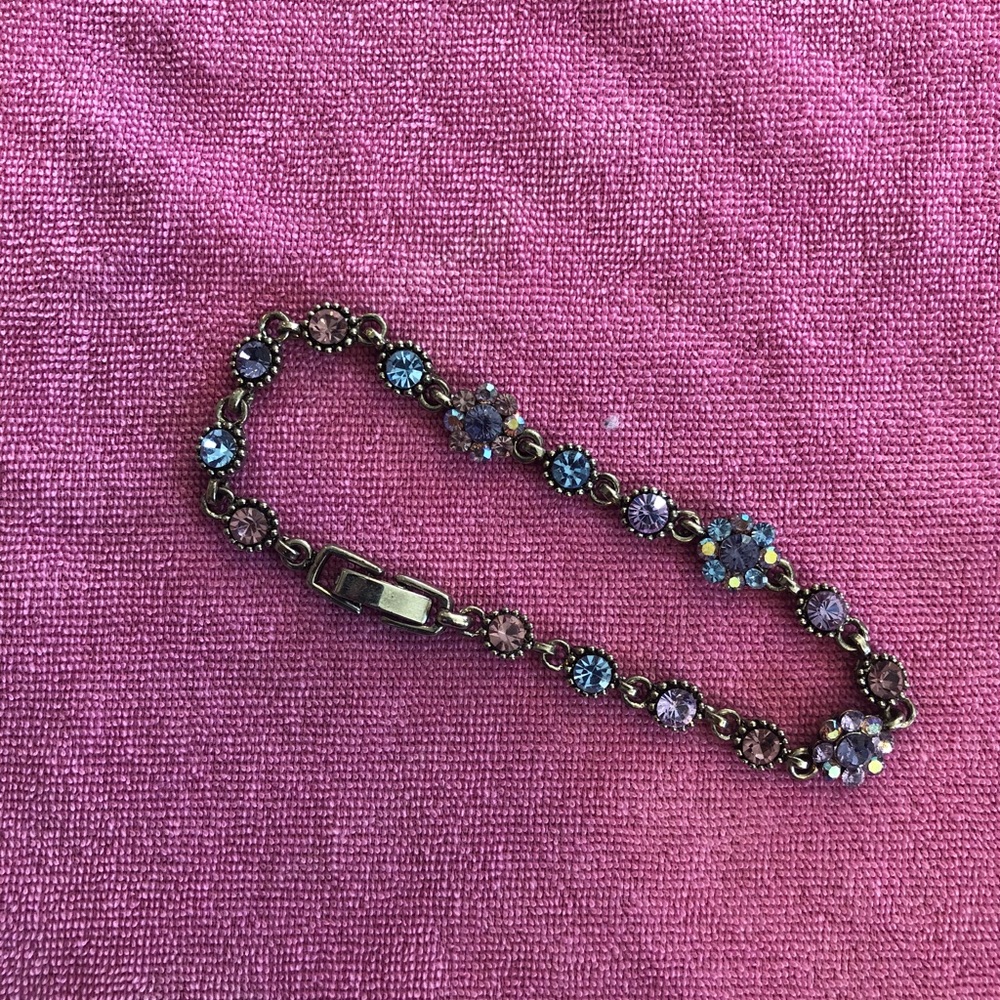 Silver floral gem bracelet
